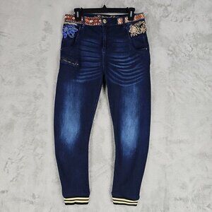 Desigual Blue Embroidered Women's Cropped Jeans